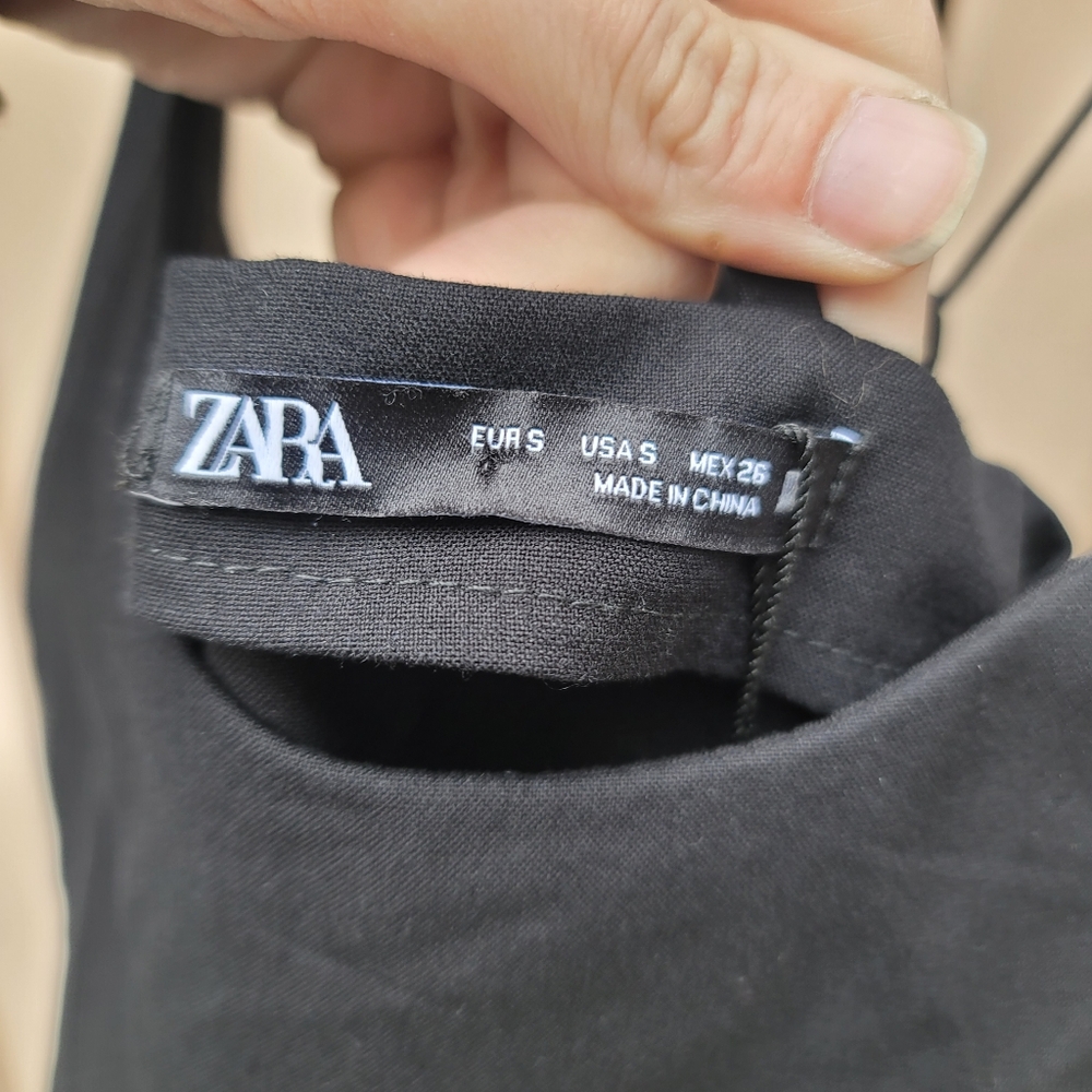 Zara Black Sheath Midi Dress Cross Strap Women's Small - Picture 10 of 13